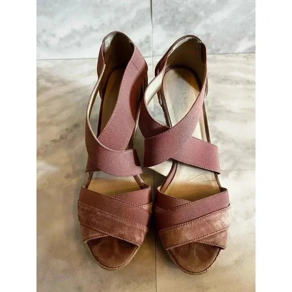 LK Bennett Alycia Dark Pink Wedges Suede Size 7.5 US 38 EU Women’s Shoes